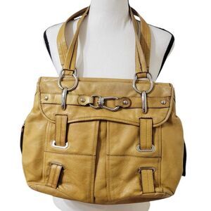 B Makowsky Tan Leather Shoulder Bag